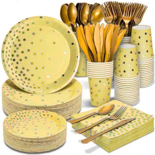 Shiny Gold Dots Theme Tableware