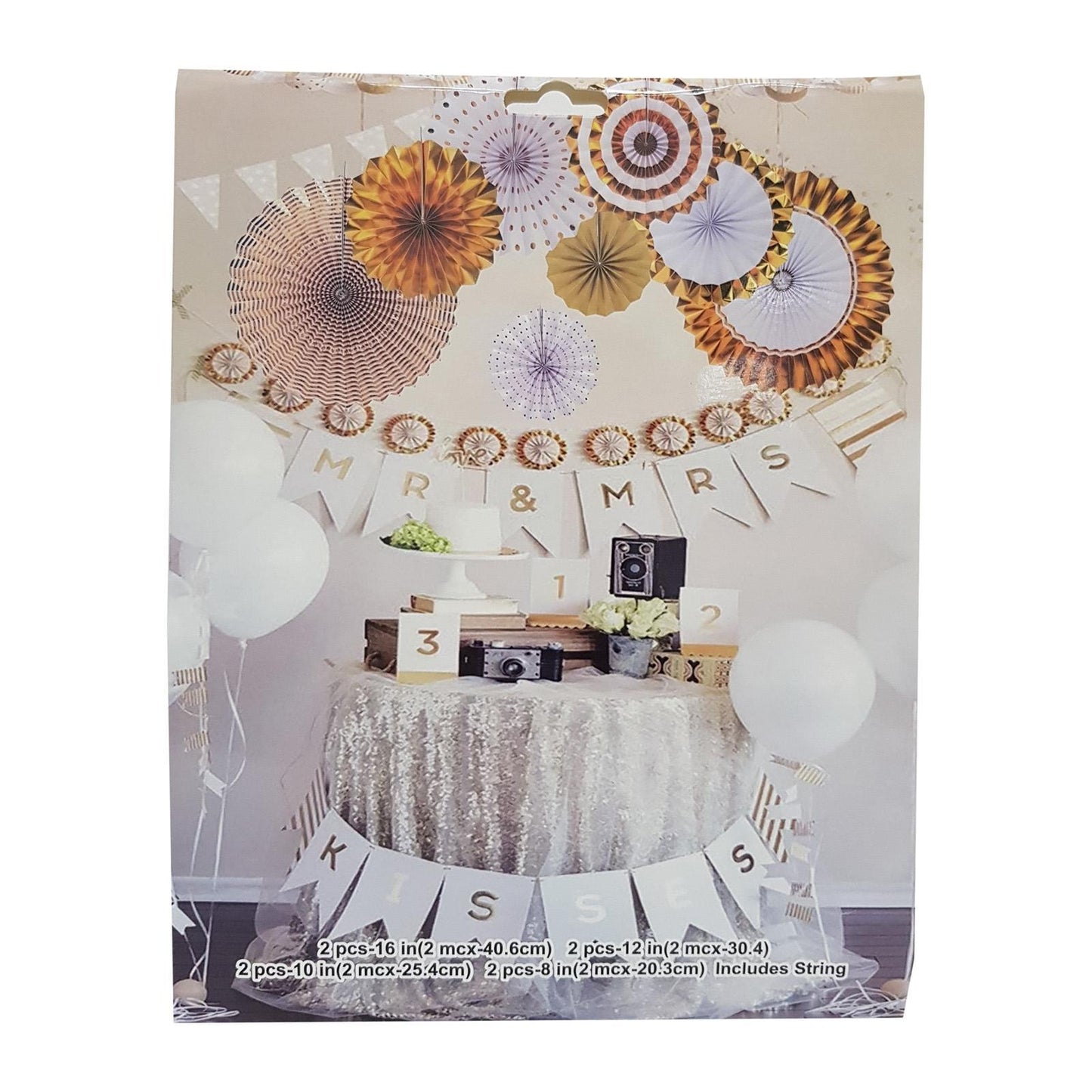 8pc Shiny Paper Fan Set