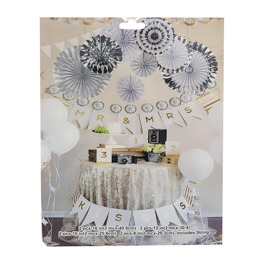 8pc Shiny Paper Fan Set