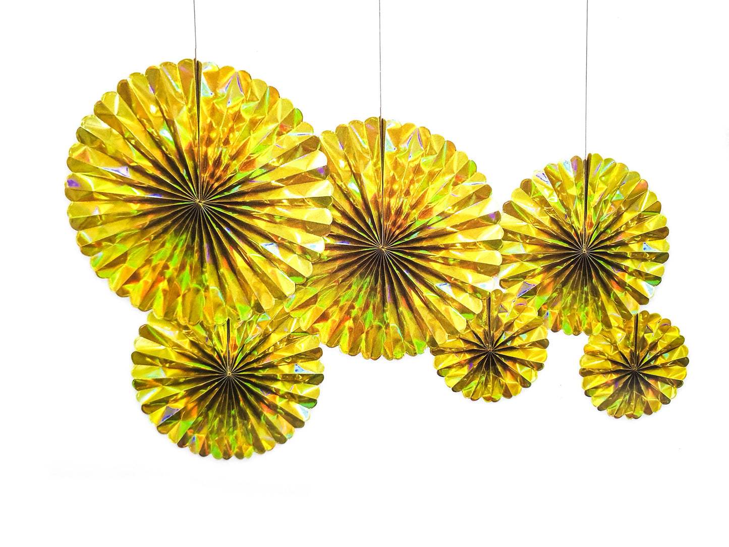 6pc Shiny Paper Fan Set