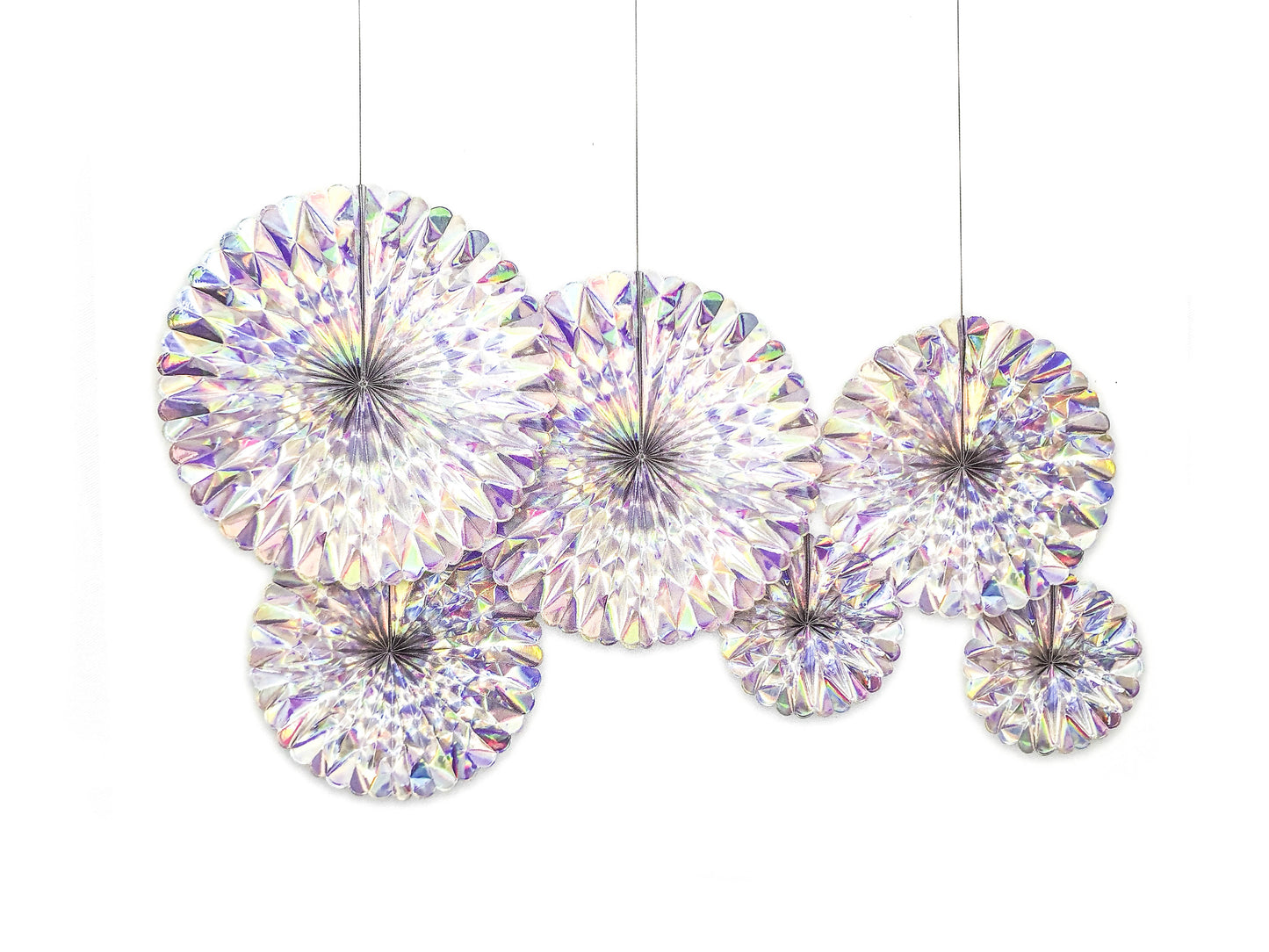 6pc Shiny Paper Fan Set