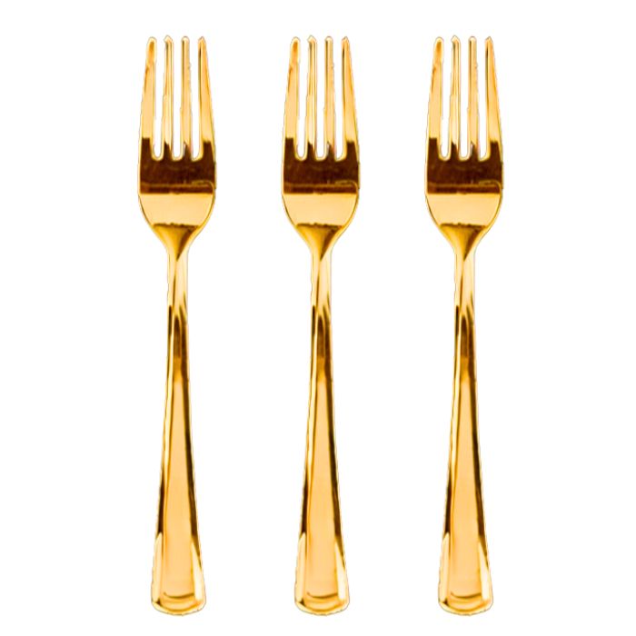 Shiny Gold Plastic Utensils (25pc)