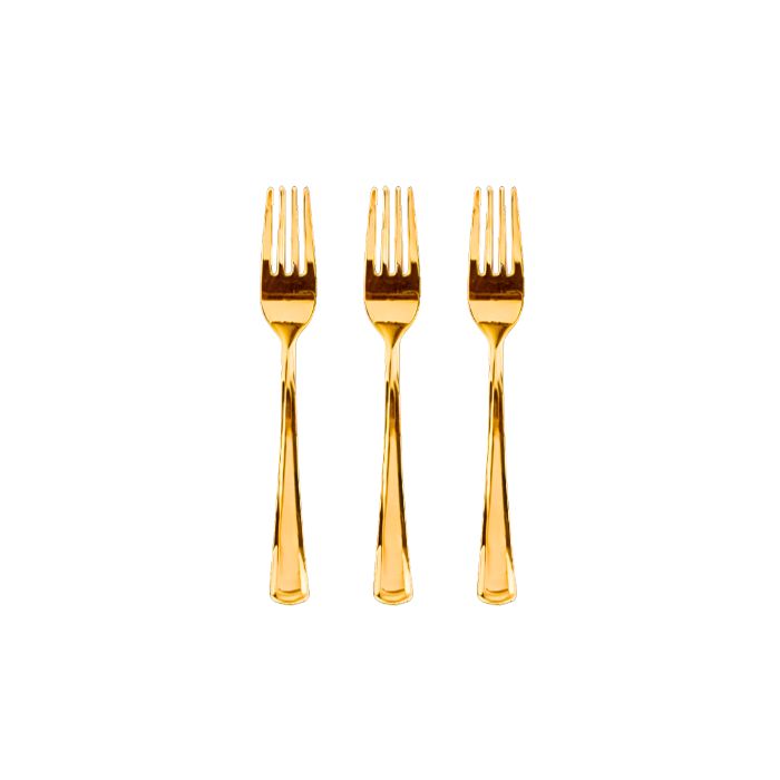 Shiny Gold Plastic Utensils (25pc)