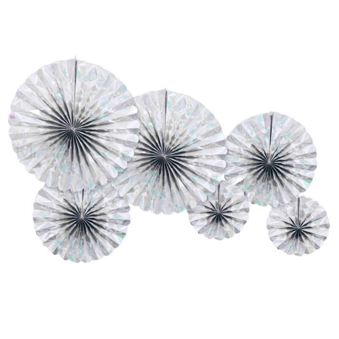 6pc Shiny Paper Fan Set