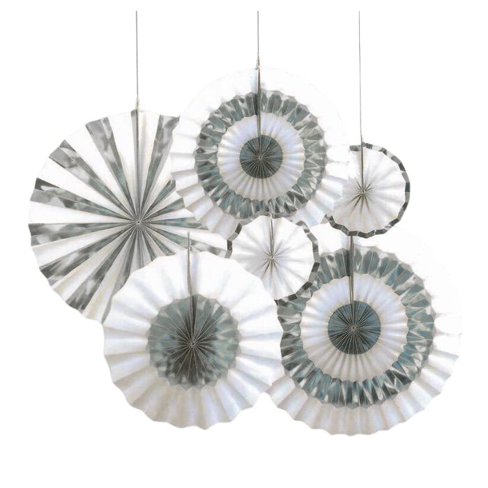 6pc Shiny Edge Paper Fan Set