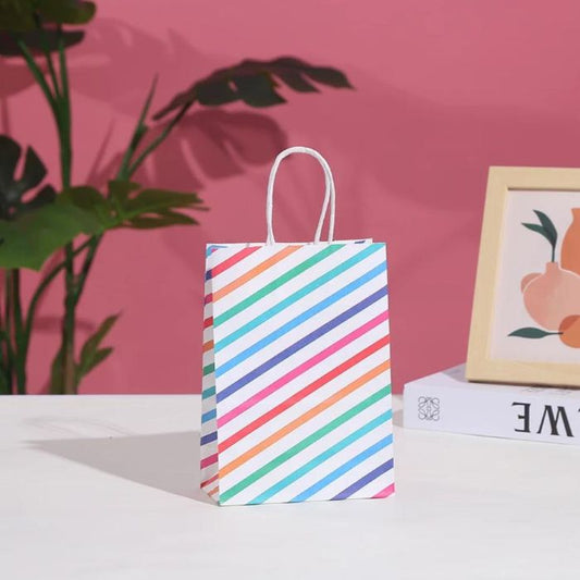 Striped Colorful Kraft Paper Bag (Rainbow)