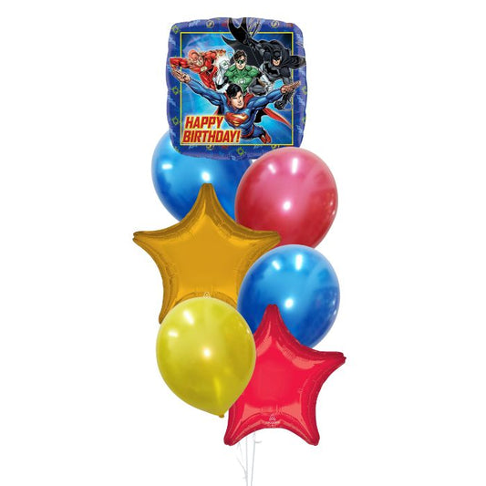 JL Superman Birthday Latex Theme Helium Balloon Bouquet