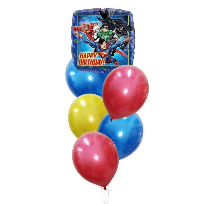 JL Superman Birthday Latex Theme Helium Balloon Bouquet