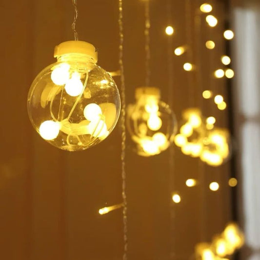 12 LED Transparent Ball Icicle Lights (Warm White)