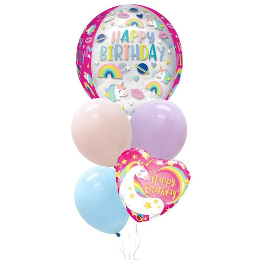 Birthday Unicorns Pastel Theme Helium Balloon Bouquet