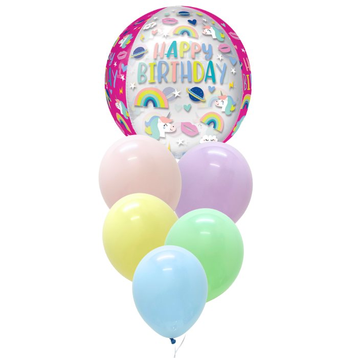 Birthday Unicorns Pastel Theme Helium Balloon Bouquet