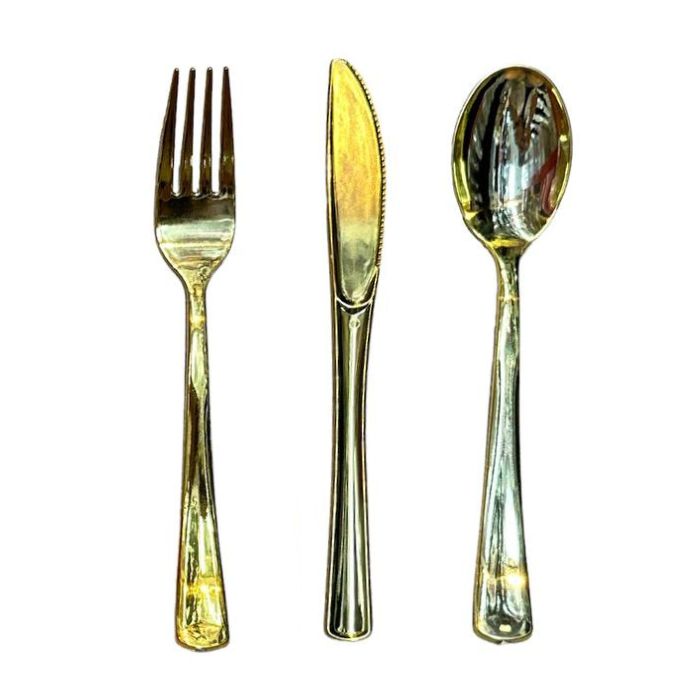 Shiny Gold Plastic Utensils