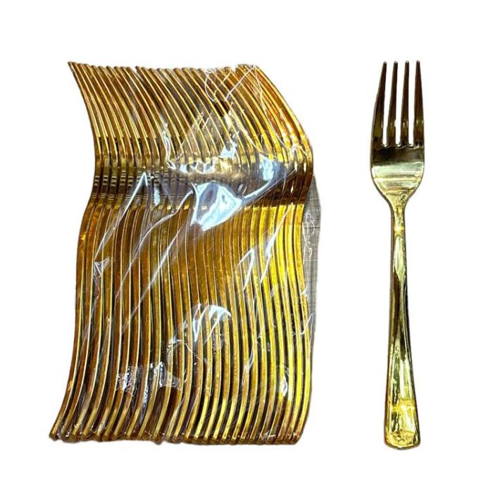 Shiny Gold Plastic Utensils