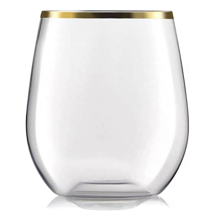 12oz Gold Trim Plastic PET Cups (6pcs)