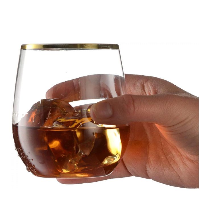 12oz Gold Trim Plastic PET Cups (6pcs)