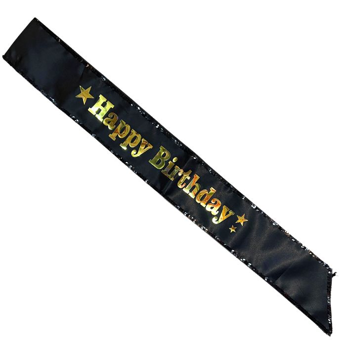 Happy Birthday Shiny Sequin Sash