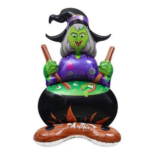 114x67cm Halloween Foil Balloon Display (Witch Stirring Cauldron)