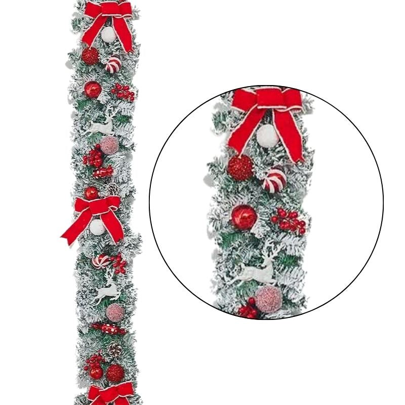 XM 1.8m Decorated Frosted Garland (Red White)