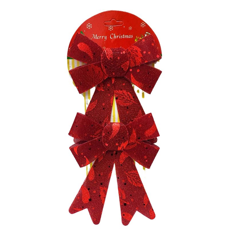 Christmas Designed Glitter Ribbon Bow Decoration DHJ15 (2pcs)