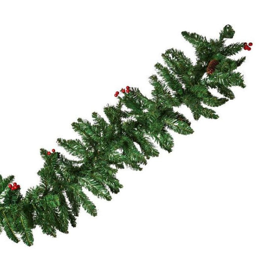 9ft Berries Needle Spruce Garland (TT15-34-Green)