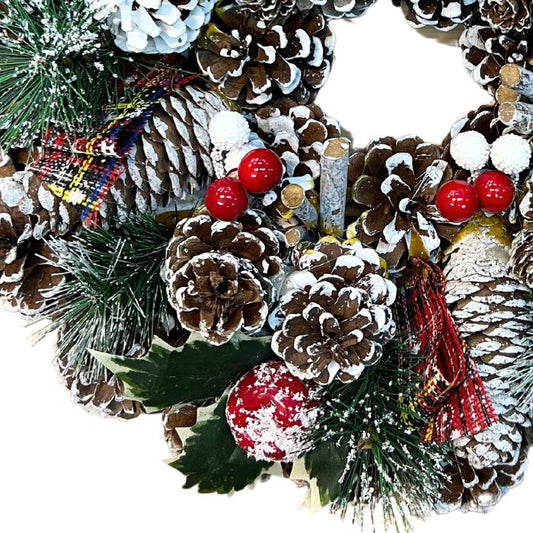 Rustic Christmas Snow Pine Cone Wreath