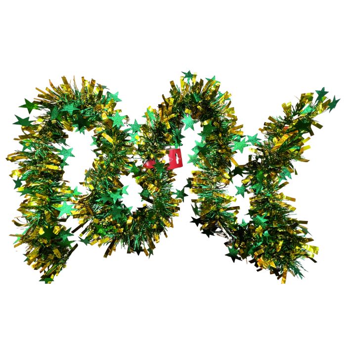 9cm Shiny Star Tinsel 2m