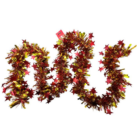 9cm Shiny Star Tinsel 2m