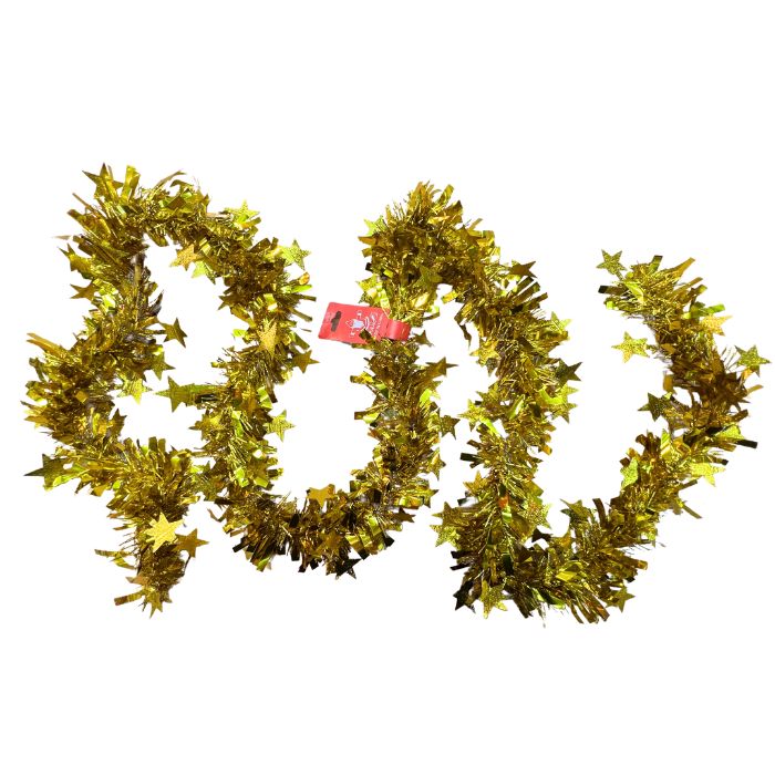 9cm Shiny Star Tinsel 2m