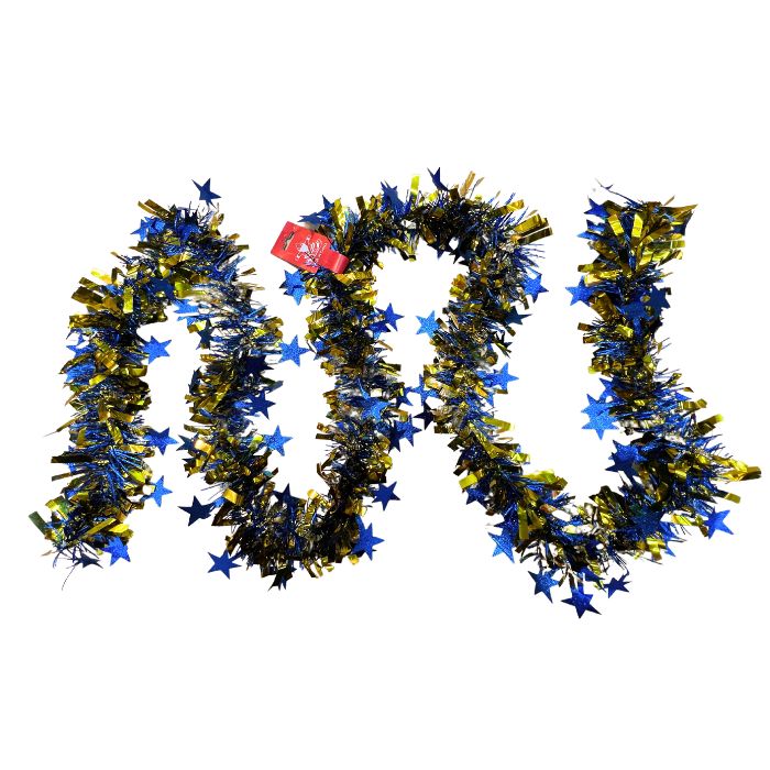 9cm Shiny Star Tinsel 2m