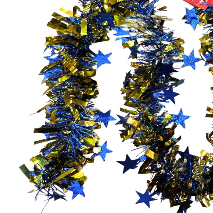 9cm Shiny Star Tinsel 2m