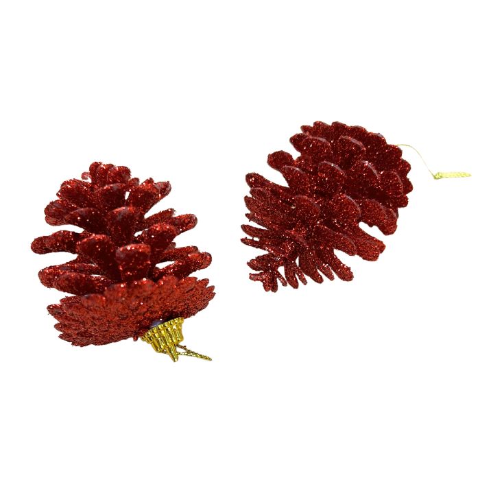 4x6cm Glitter Hanging Pine Cones HS069 (6pcs)