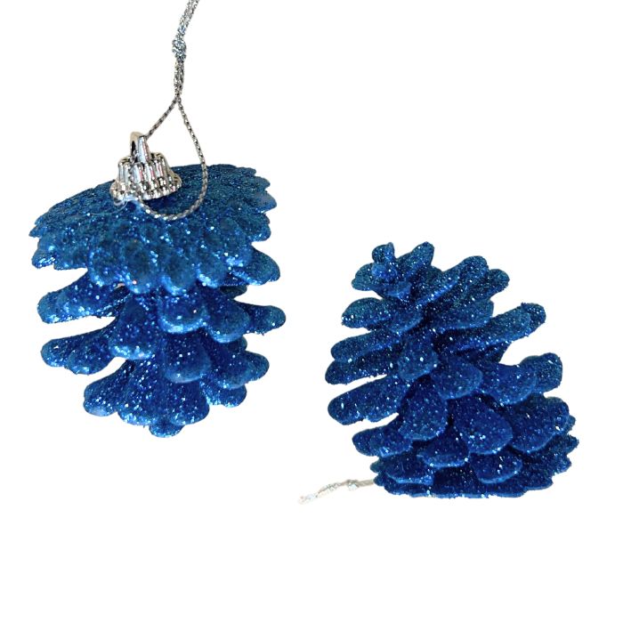 4x6cm Glitter Hanging Pine Cones HS069 (6pcs)
