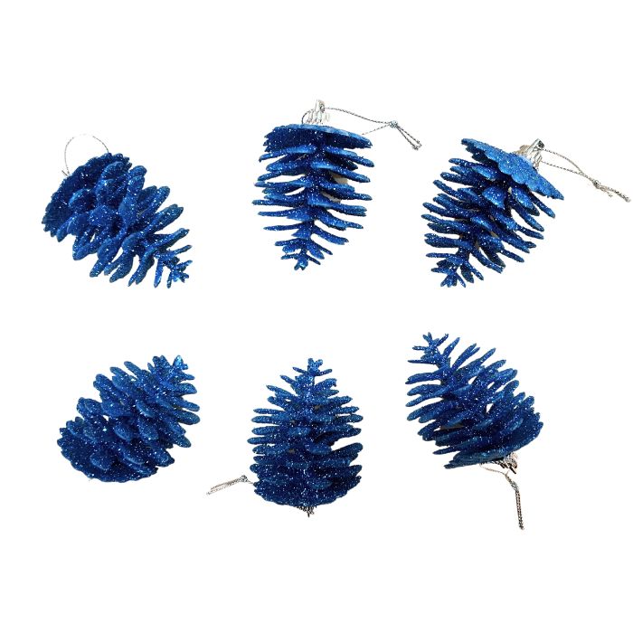 4x6cm Glitter Hanging Pine Cones HS069 (6pcs)