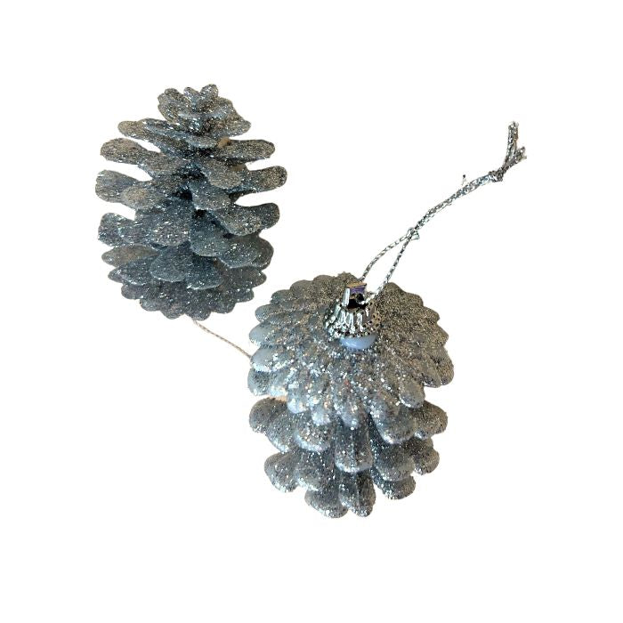 4x6cm Glitter Hanging Pine Cones HS069 (6pcs)