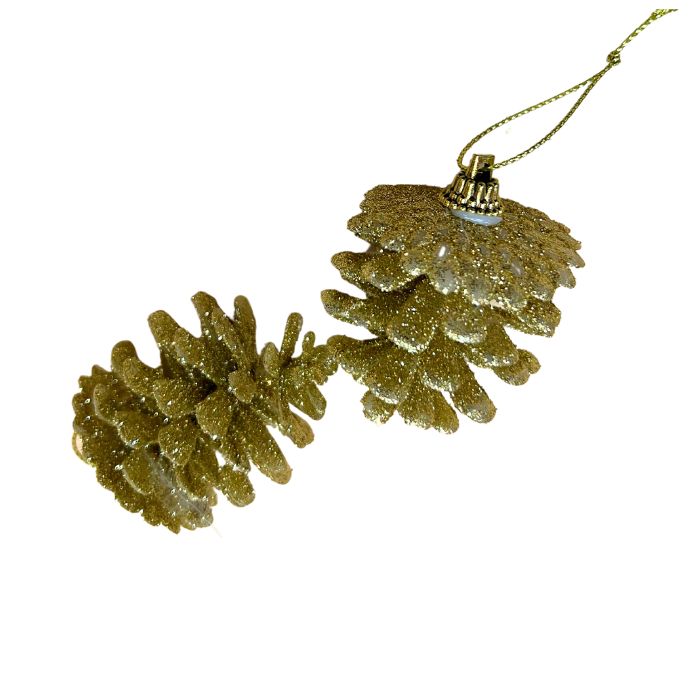 4x6cm Glitter Hanging Pine Cones HS069 (6pcs)