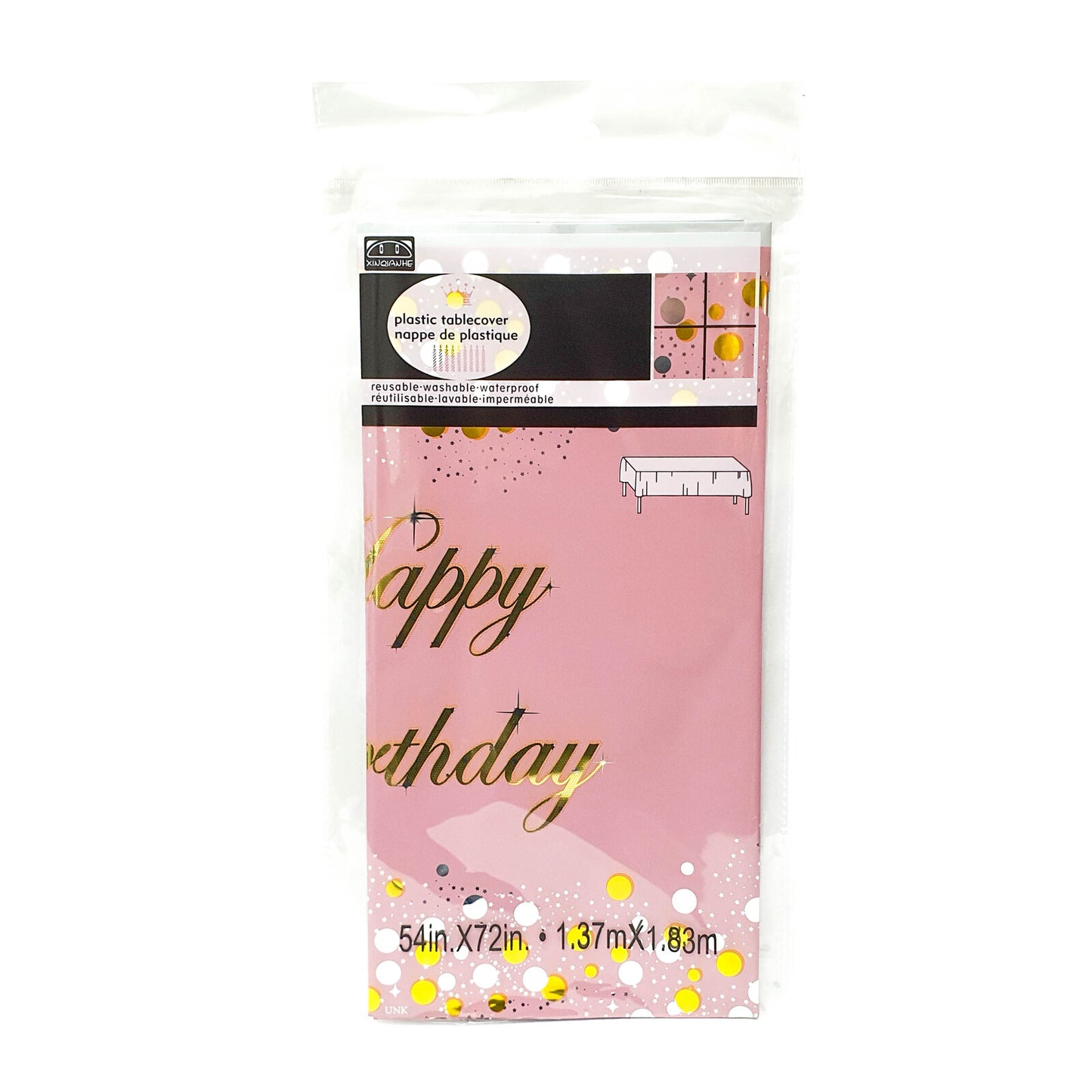 137x183cm Hotstamp Happy Birthday Plastic Tablecover