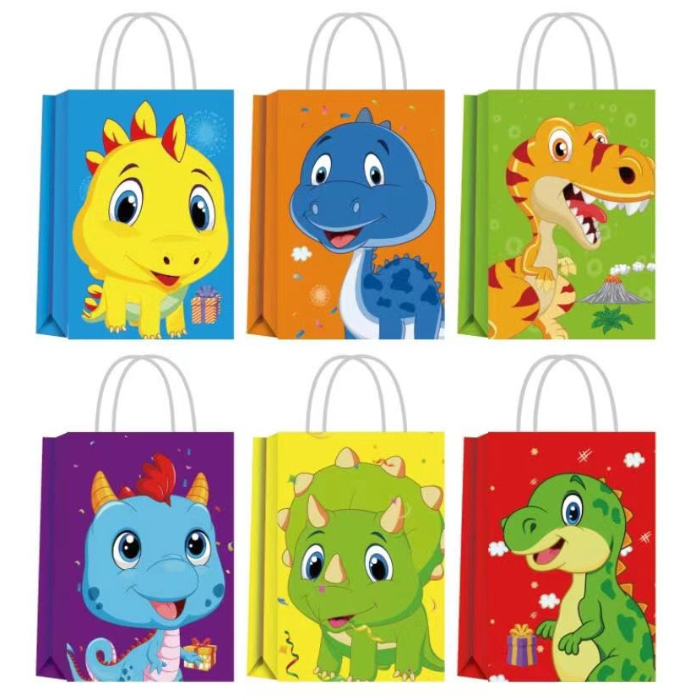 15cm X 21cm X 8cm Cartoon Dinosaur Kraft Paper Bag