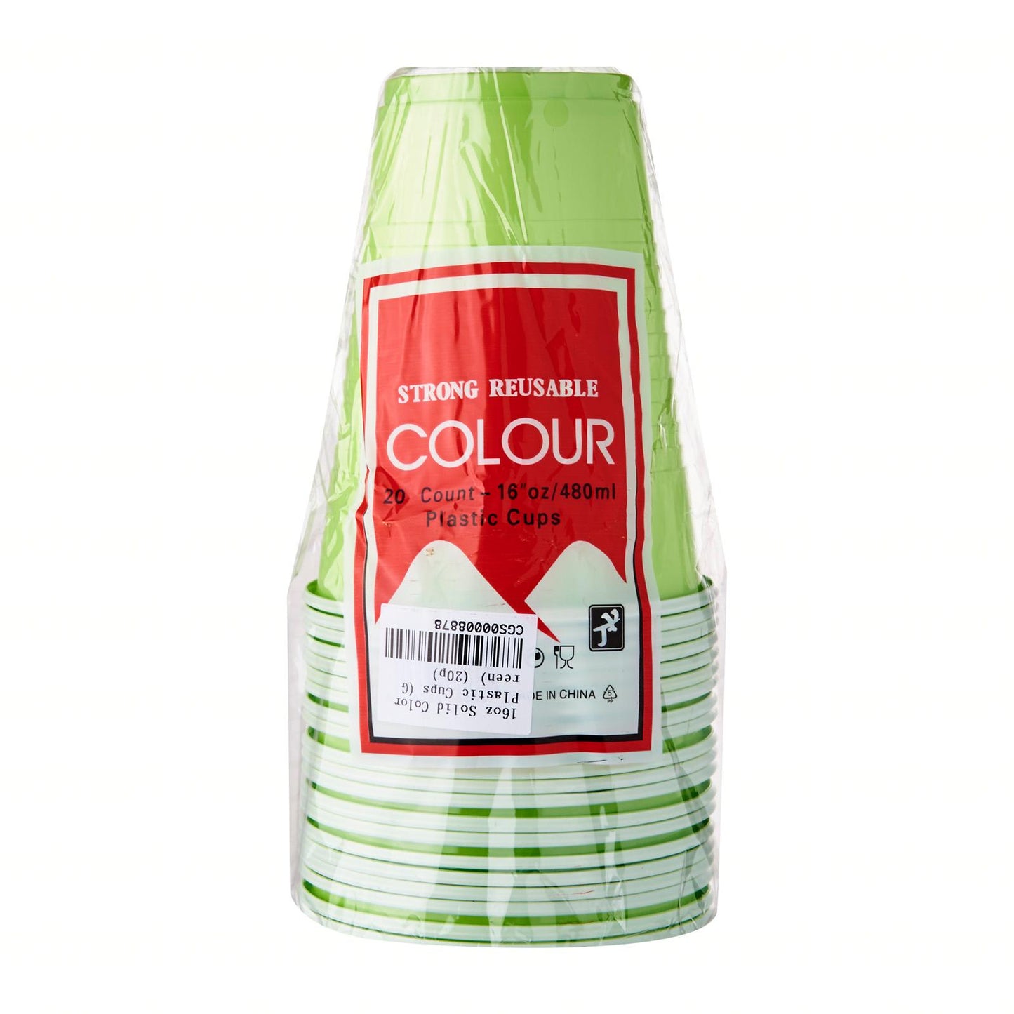 16oz Solid Colour Plastic Cups (20pcs)