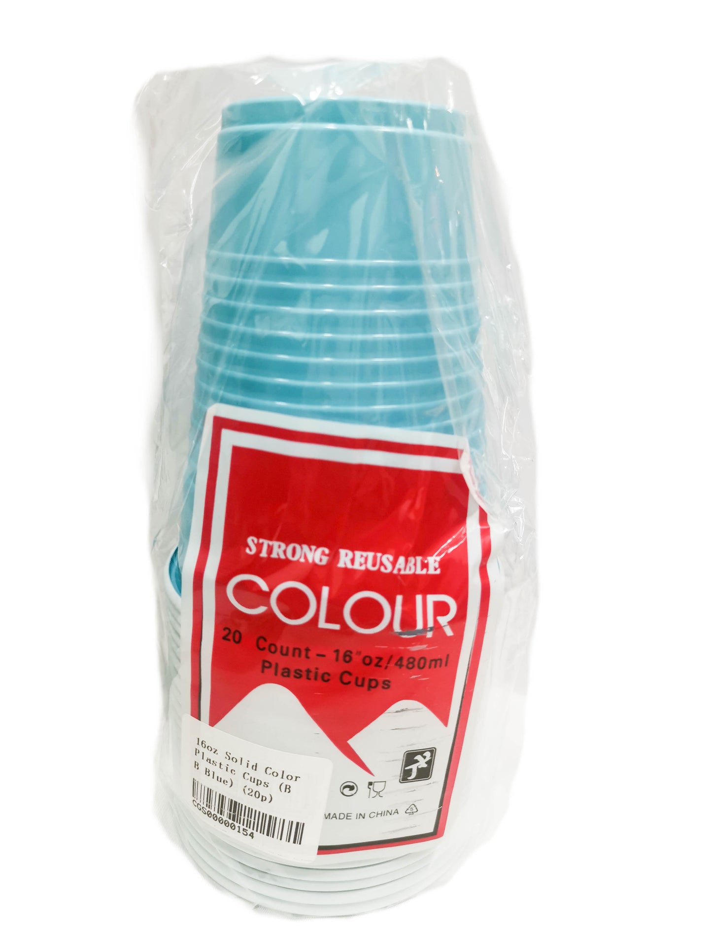 16oz Solid Colour Plastic Cups (20pcs)