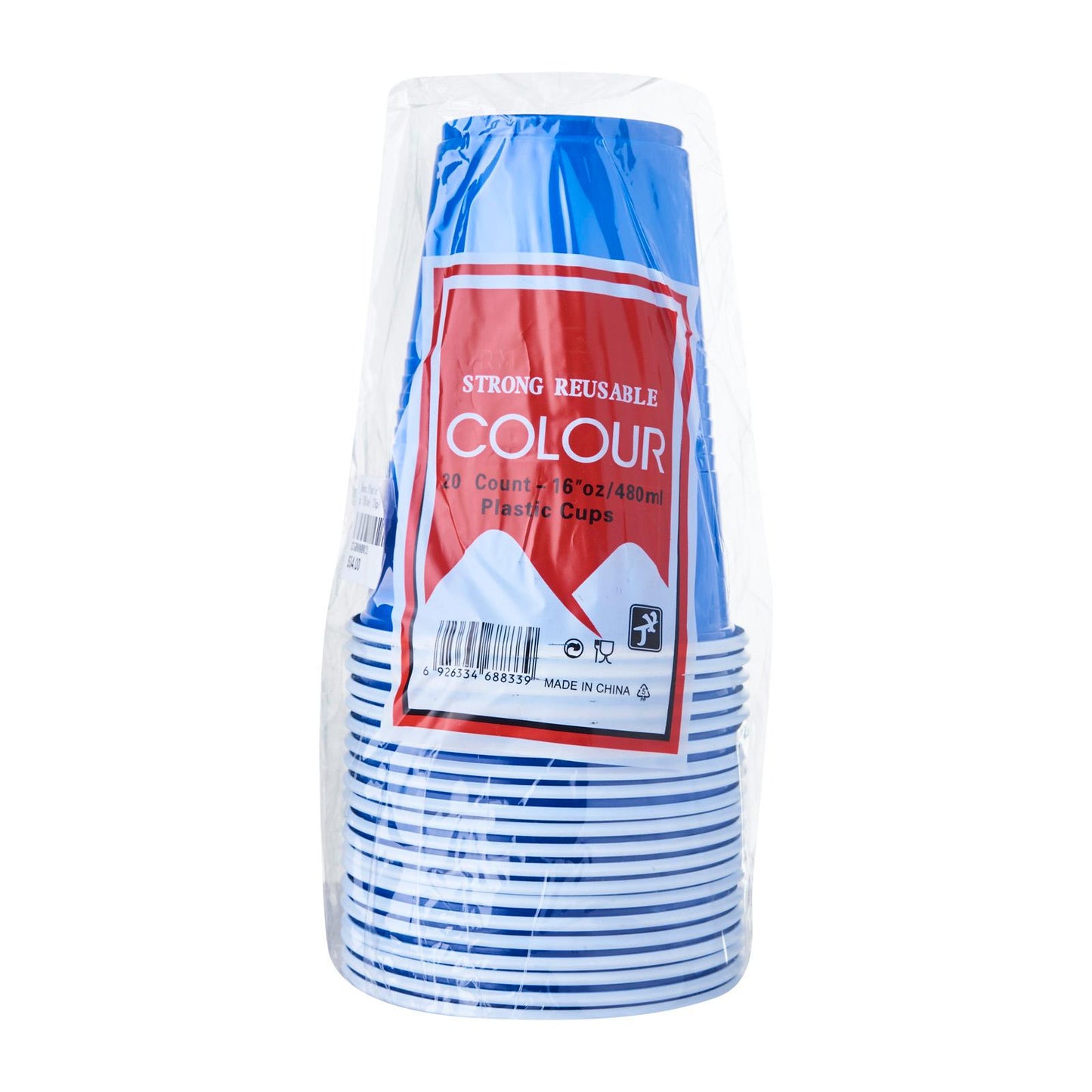 16oz Solid Colour Plastic Cups (20pcs)