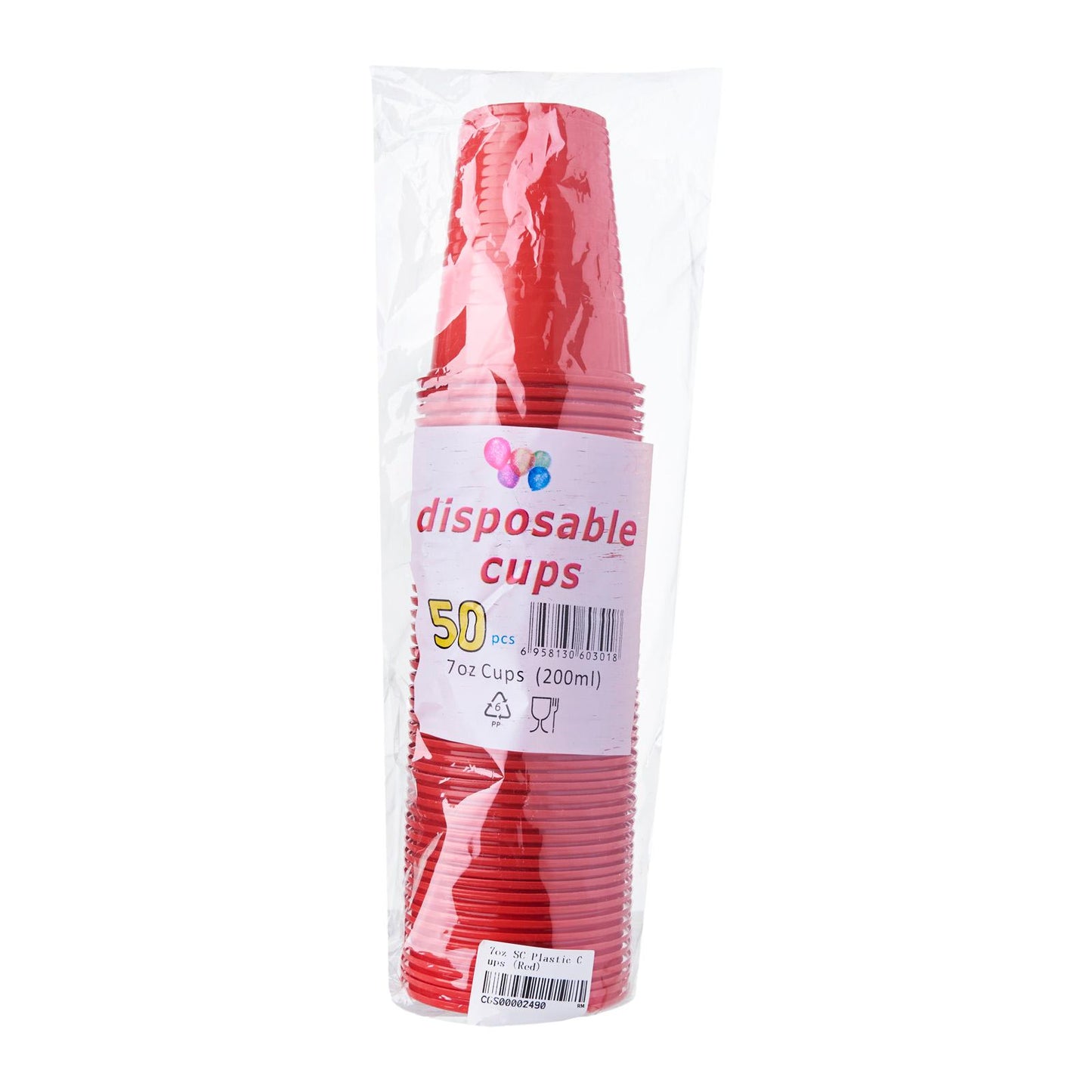 7oz Solid Colour Plastic Cups (50pcs)