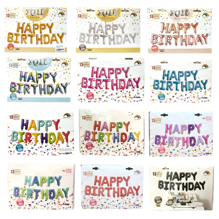 16inch Happy Birthday Foil Balloon Banner Set
