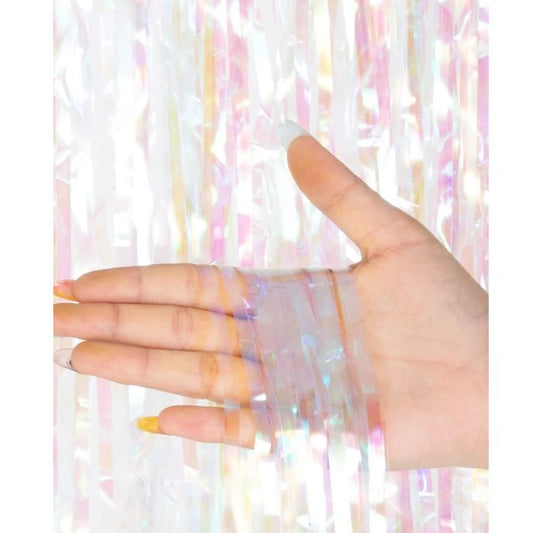 Iridescent Rainbow Tassel Fringe Party Backdrop