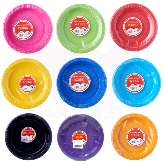 Solid Color Round Plastic Plates