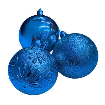 Mixed Glitter Embossed Christmas Ball Set (Assorted)