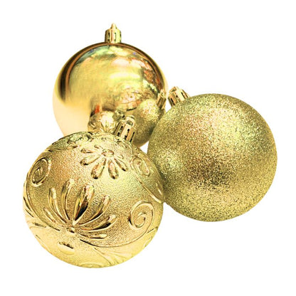 Mixed Glitter Embossed Christmas Ball Set (Assorted)