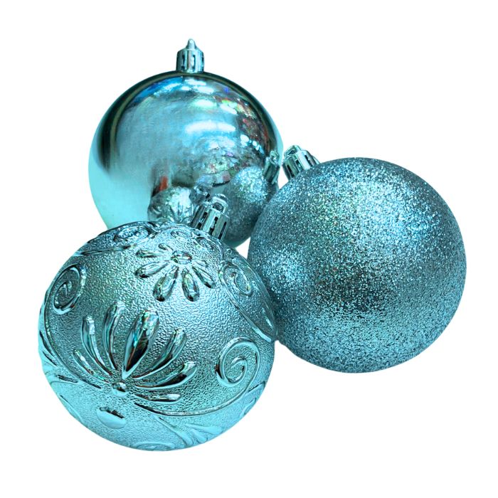 Mixed Glitter Embossed Christmas Ball Set (Assorted)
