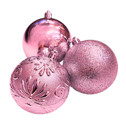 Mixed Glitter Embossed Christmas Ball Set (Assorted)