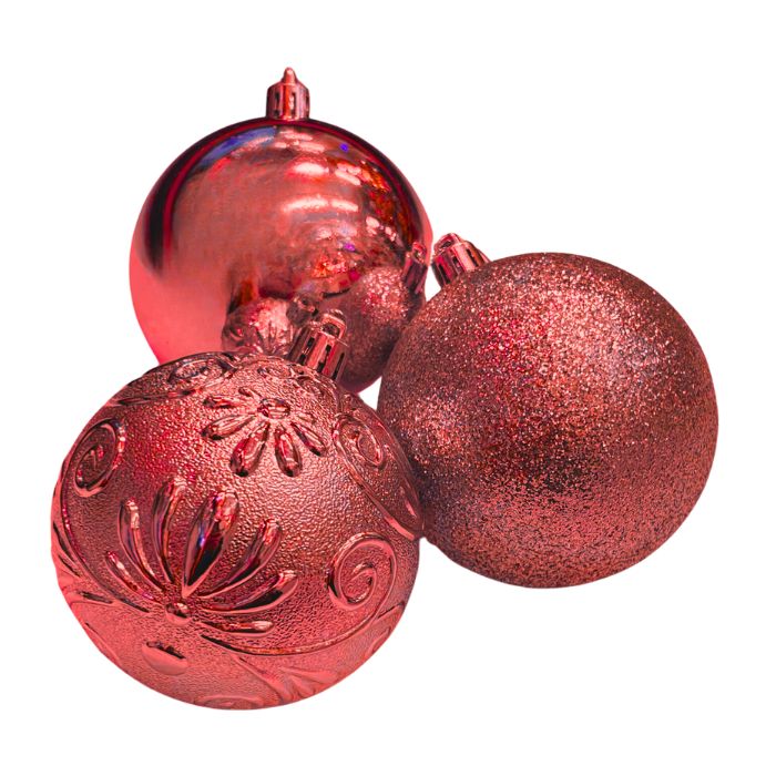 Mixed Glitter Embossed Christmas Ball Set (Assorted)