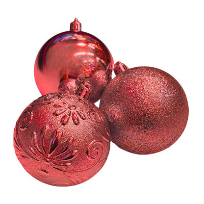 Mixed Glitter Embossed Christmas Ball Set (Assorted)
